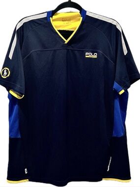 Polo Performance by Ralph Lauren Navy and Yellow Short-Sleeve Performance Jersey